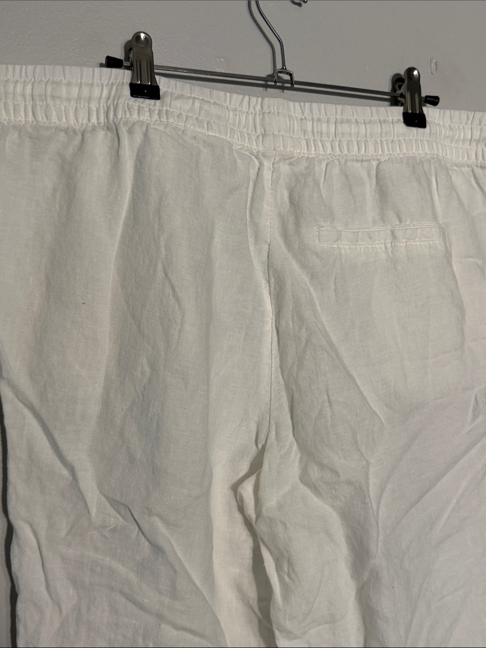 H&M White Cropped Drawstring Linen-Blend Pants - Picture 5 of 5